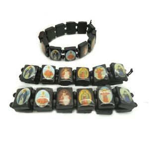 Saints Black Wooden Elasticated Unisex Bracelet